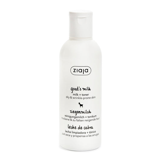 Ziaja Ziegenmilch Reinigungsmilch & Toner 200 ml – 2-in-1 Reinigung und Tonisierung für trockene und normale Haut