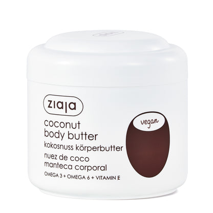 Ziaja Kokosnuss Körperbutter 200 ml – intensive Pflege für samtweiche, elastische Haut.