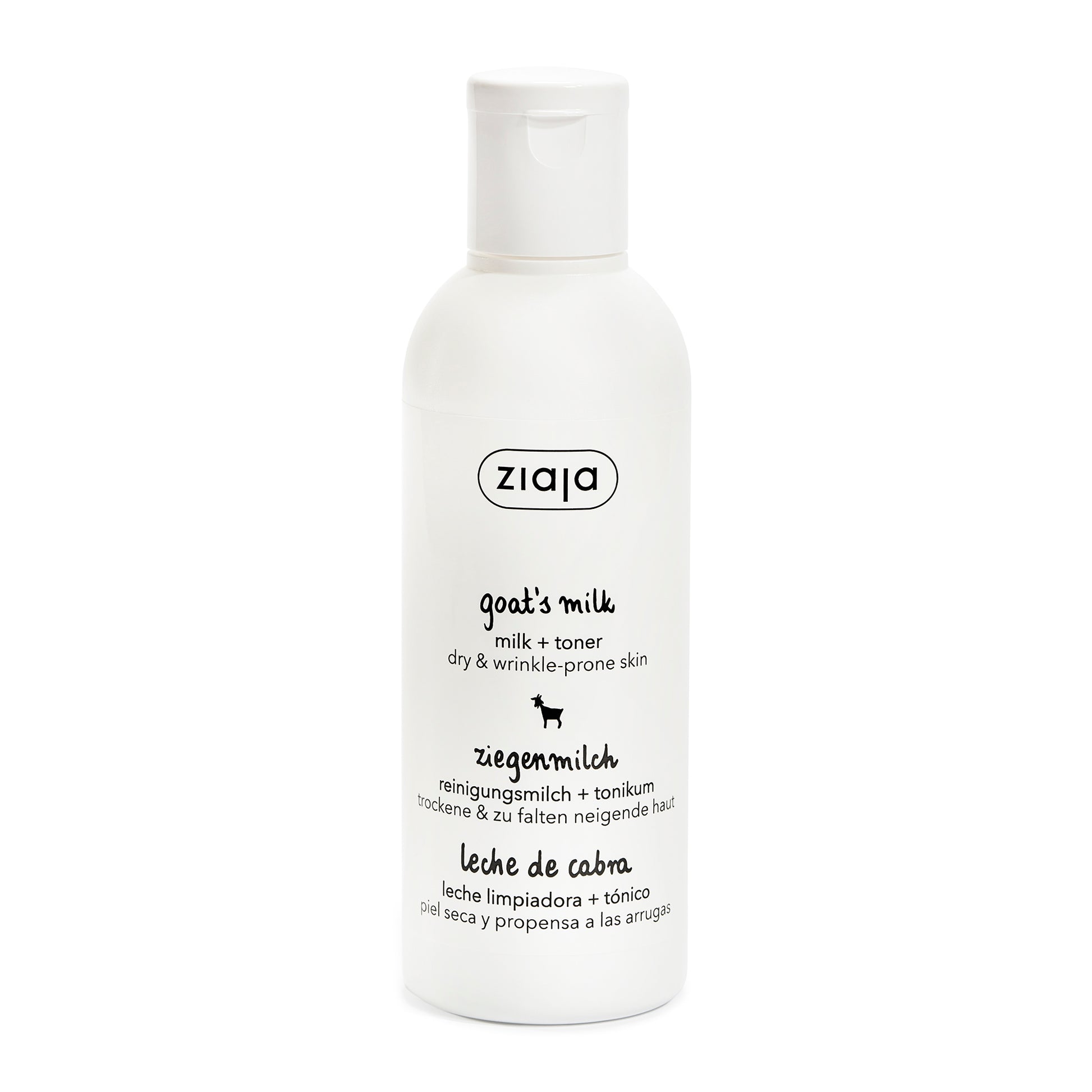 Ziaja Ziegenmilch Reinigungsmilch & Toner 200 ml – 2-in-1 Reinigung und Tonisierung für trockene und normale Haut