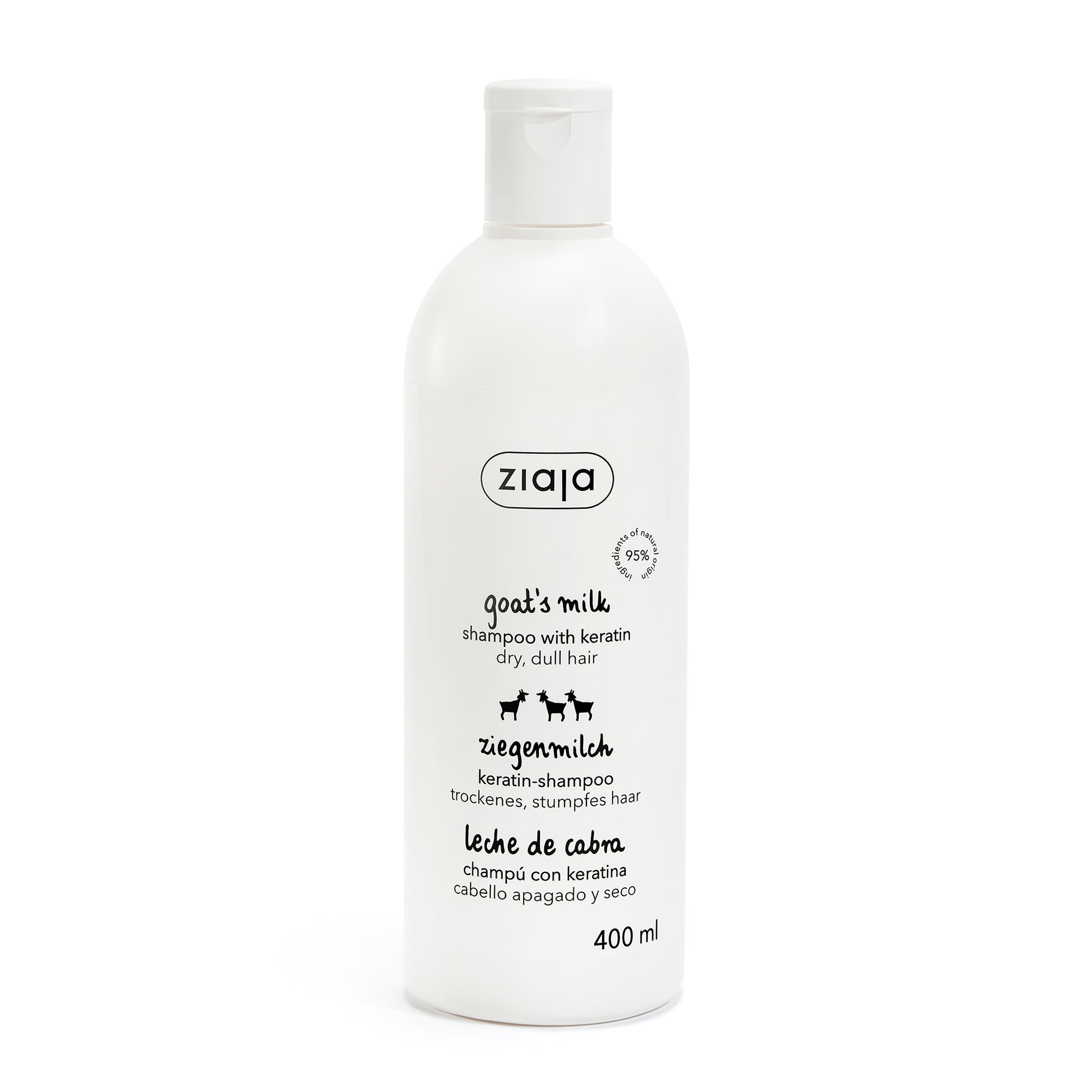 Ziaja Ziegenmilch Shampoo mit Keratin 400 ml – regenerierendes Shampoo für trockenes und strapaziertes Haar