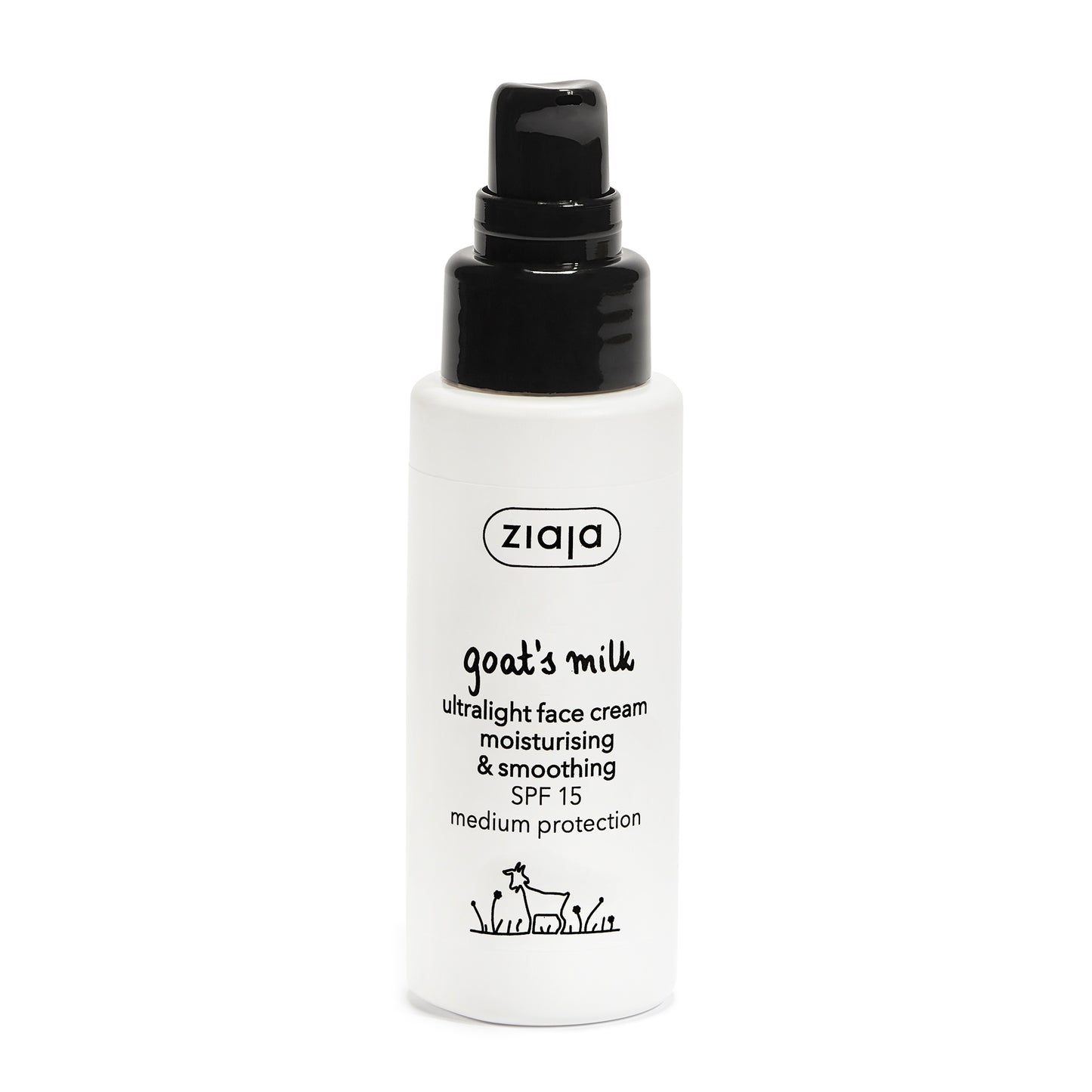 Ziaja Ziegenmilch Ultralight Gesichtscreme SPF 15 50 ml – leichte Feuchtigkeitspflege mit Schutz für trockene Haut